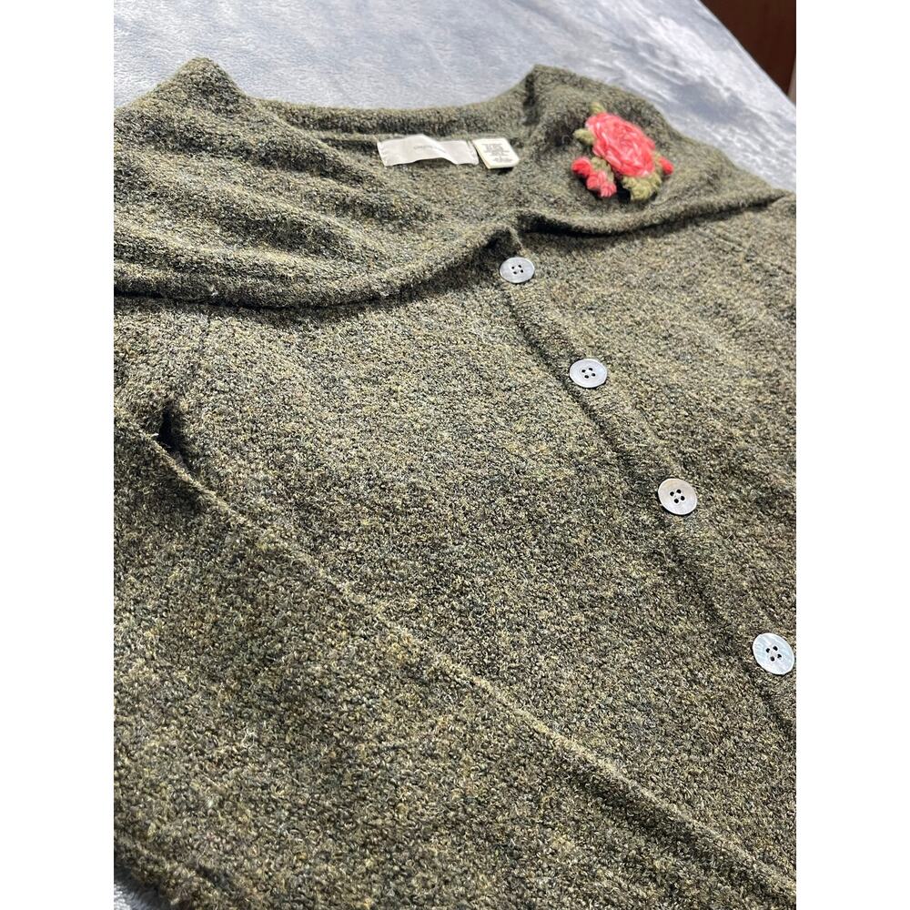 Sleeping on Snow Anthropologie Cardigan Sweater S Olive Green Wool Blend - Picture 3 of 9